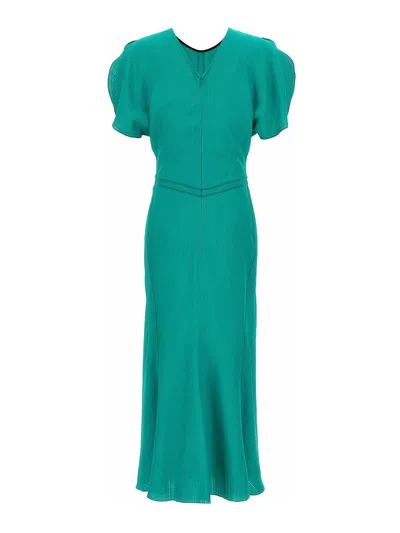 Victoria Beckham Women's Gathered Waist Midi Dress In Green