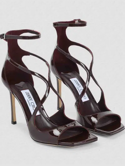 Jimmy Choo Azia95 Sandals With Squared Open Toe And Ankle Strap In Brown
