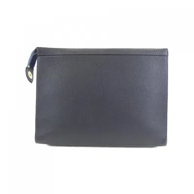 Pre-owned Louis Vuitton Blue Denim Leather Clutch Bag Handbag Pochette ()
