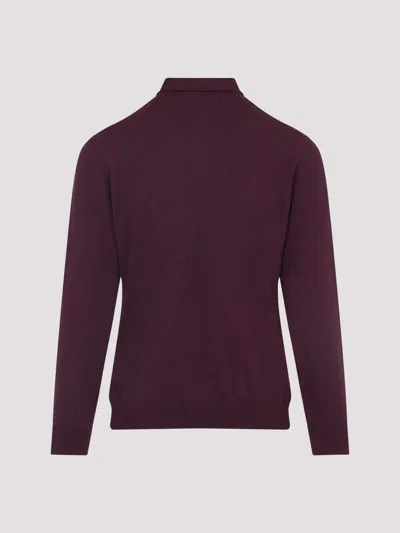 Etro Knitted Long-sleeved Polo Sweater In Burgundy