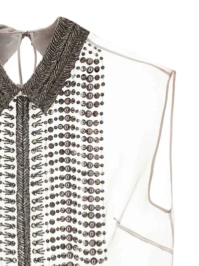 Alberta Ferretti Embellished Collar Chiffon Top