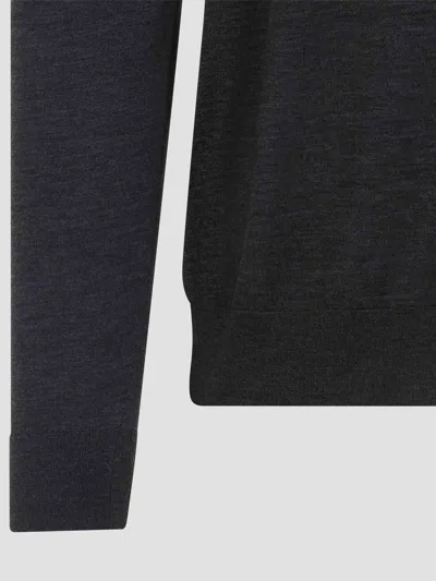 Kiton Long-sleeved Knitted Polo Shirt In Gray