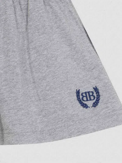 Balenciaga Grey Miniskirt With Logo Embroidery On The Front And Elastic Drawstring Waist In Cotton Woman