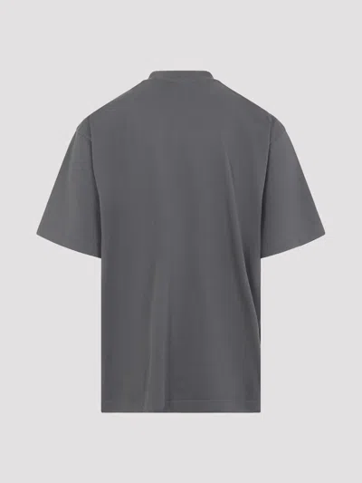 Balenciaga Men Grey Crewneck T-shirt With Logo Embroidery On The Front In Cotton Man In Gray