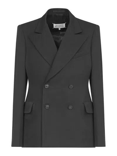 Maison Margiela Double-breasted Wool Blazer In Gray