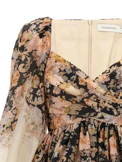Zimmermann Pleated Floral-print Linen And Silk-blend Mini Dress
