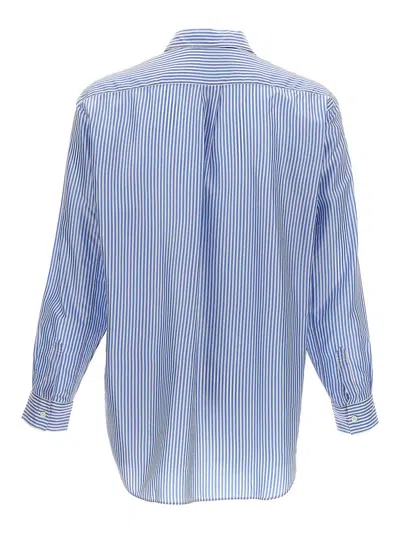 Comme Des Garçons Striped Shirt With Button-down Collar And Chest Pocket In Blue