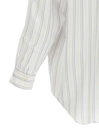 Comme Des Garçons Striped Shirt With Button-down Collar And Pocket In White