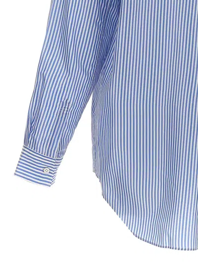 Comme Des Garçons Striped Shirt With Button-down Collar And Chest Pocket In Blue