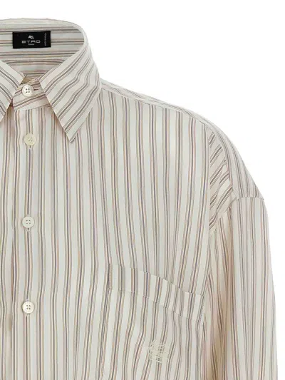 Etro Multicolor Logo Embroidery Striped Shirt