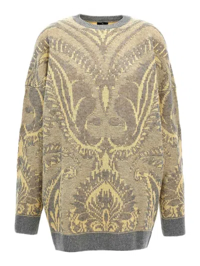 Etro 'paisley' Crew Neck Oversized Jacquard Sweater