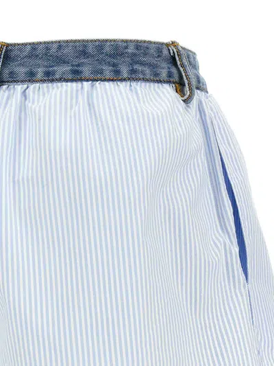 Alexander Wang T T By Alexander Wang Oxford Striped Cotton Boxer Shorts With Pleats