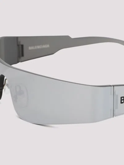 Balenciaga Silver Mono Rectangle Sunglasses In Gray