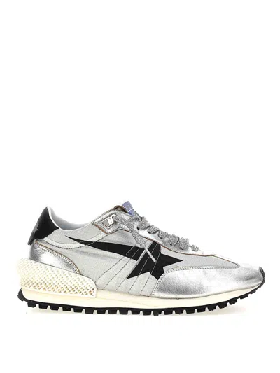 Golden Goose Marathon Nylon Sneakers With Silver Ripstop And Black Star Shoes