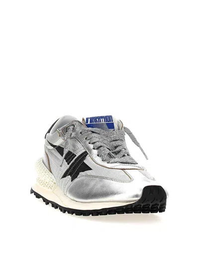 Golden Goose Marathon Nylon Sneakers With Silver Ripstop And Black Star Shoes