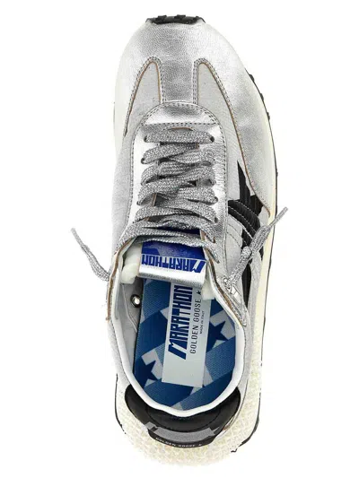 Golden Goose Marathon Nylon Sneakers With Silver Ripstop And Black Star Shoes