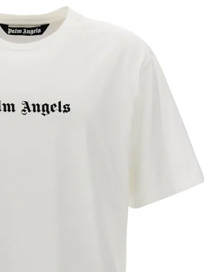 Palm Angels White Short-sleeved T-shirt With Monogram Pa Embroidery In White