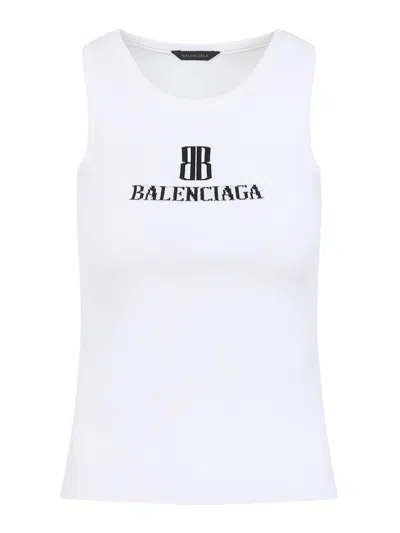 Balenciaga Ribbed Texture Sleeveless Tank Top