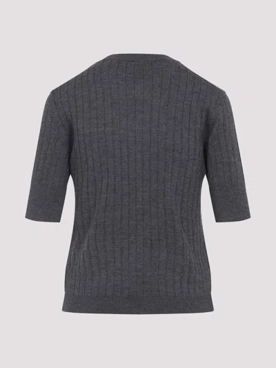 Bottega Veneta Women Ribbed Knit Cropped Top In Gray