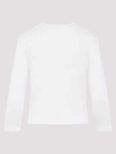 Jil Sander Button-up White Viscose Sweater With Floral Embellishment