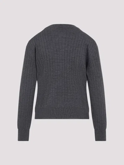 Bottega Veneta Ribbed Knit Sweater With Button-down Front In Gray