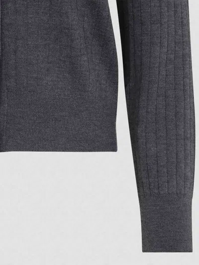 Bottega Veneta Ribbed Knit Sweater With Button-down Front In Gray
