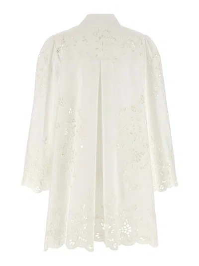 Dolce & Gabbana Sleeve Puff Embroidery Floral Hem Scalloped