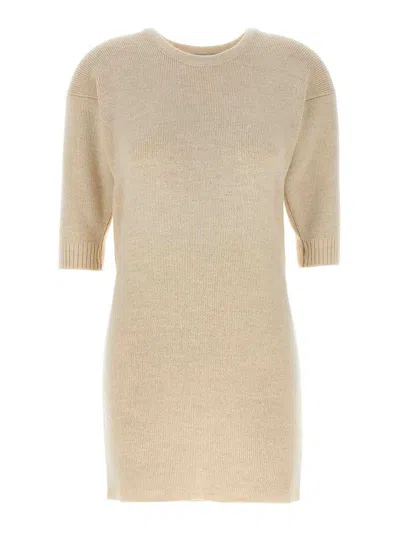 Lemaire Knitted Dress With Removable Sleeves In Neutral
