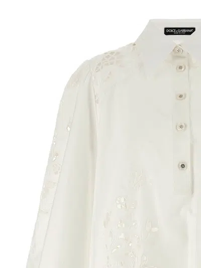 Dolce & Gabbana Sleeve Puff Embroidery Floral Hem Scalloped