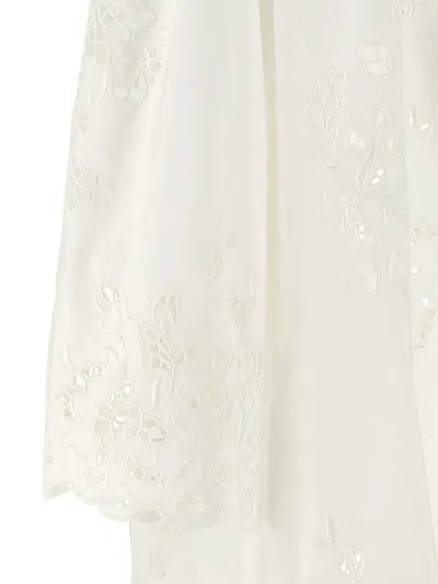 Dolce & Gabbana Sleeve Puff Embroidery Floral Hem Scalloped