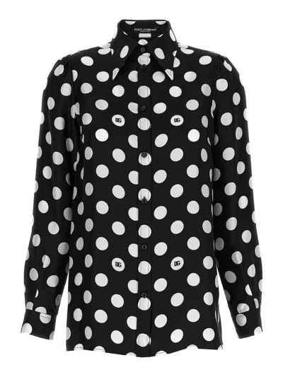 Dolce & Gabbana Polka Dot Pointed Collar Long Sleeve Shirt