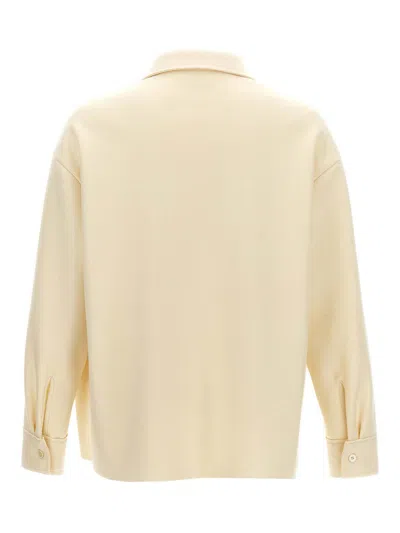 Jil Sander Wool Blend Shirt With Button Closure In Neutral