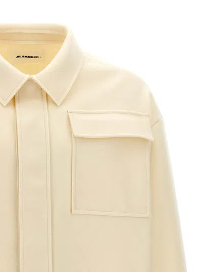 Jil Sander Wool Blend Shirt With Button Closure In Neutral