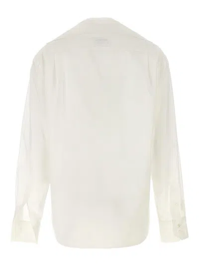 Mm6 Maison Margiela Mm6 By Maison Margiela V-neck Cotton Shirt With Long Cuffed Sleeves In White
