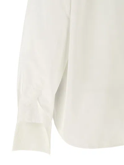 Mm6 Maison Margiela Mm6 By Maison Margiela V-neck Cotton Shirt With Long Cuffed Sleeves In White