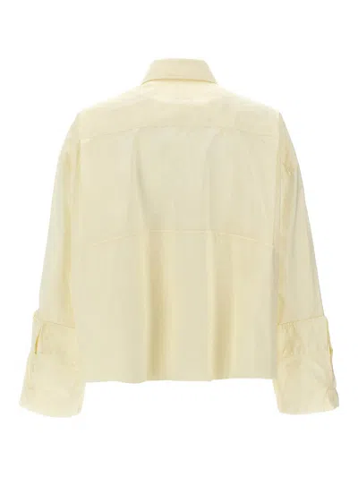 Mm6 Maison Margiela Mm6 By Maison Margiela Cotton Shirt With Front Logo Print In Neutral