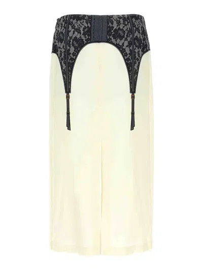 Moschino Illusion Lace Print Midi Skirt
