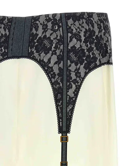 Moschino Illusion Lace Print Midi Skirt
