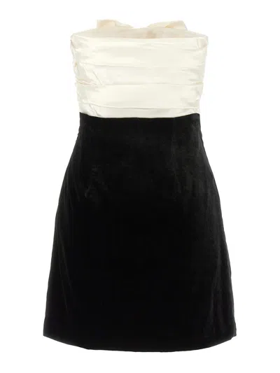 Alessandra Rich Velvet Mini Dress With Bow Accent
