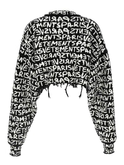 Vetements Paris Monogram Cropped Sweater In Black