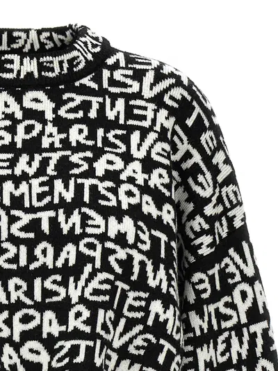 Vetements Paris Monogram Cropped Sweater In Black