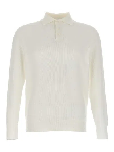 Brunello Cucinelli Ribbed Long Sleeve Polo Shirt