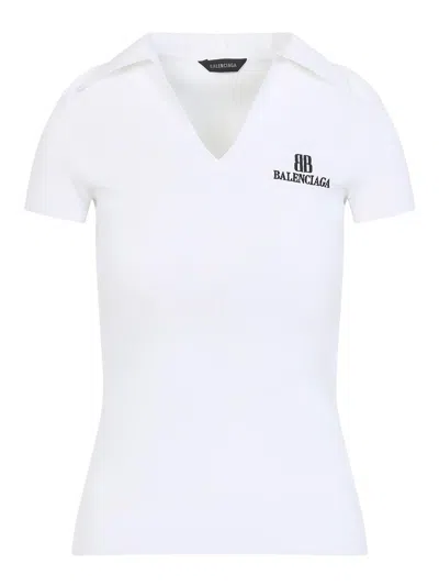 Balenciaga Fitted Viscose Blend T-shirt With Logo Embroidery