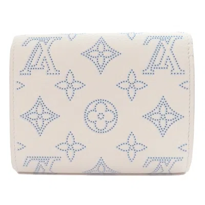 Pre-owned Louis Vuitton Blue White Mahina Leather Wallet (bi-fold) () In Multi