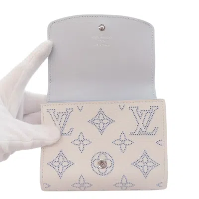 Pre-owned Louis Vuitton Blue White Mahina Leather Wallet (bi-fold) () In Multi