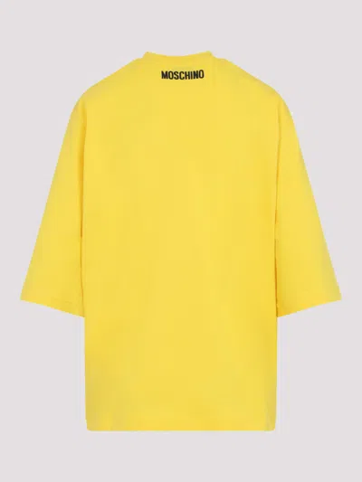 Moschino Smiley Face Graphic T-shirt In Bright Yellow Cotton In Yellow