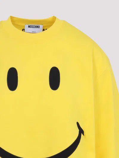 Moschino Smiley Face Graphic T-shirt In Bright Yellow Cotton In Yellow