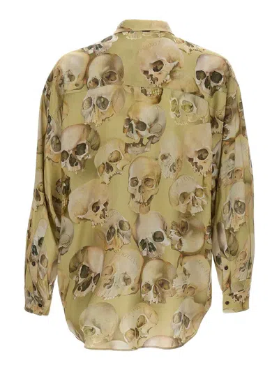 Magliano 'skull Print' Button-down Collar Shirt In Yellow