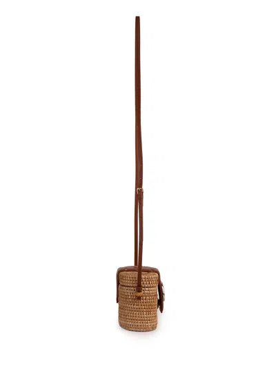 Twinset Straw Shoulder Bag With Oval-t