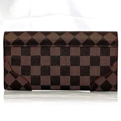 Pre-owned Louis Vuitton Brown Cerise Damier Canvas Red Color Damier Canvas Long Wallet (bi-fold) ()